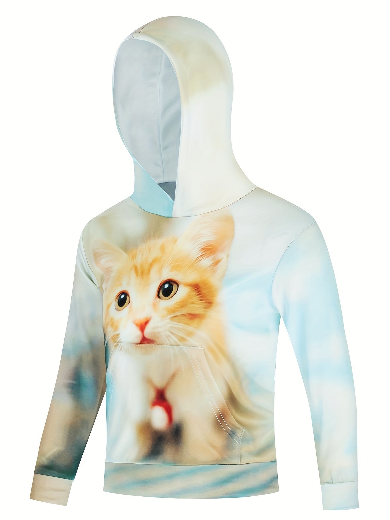3D Cat Pattern Hoodie for Kids Hooded Long Sleeve Top