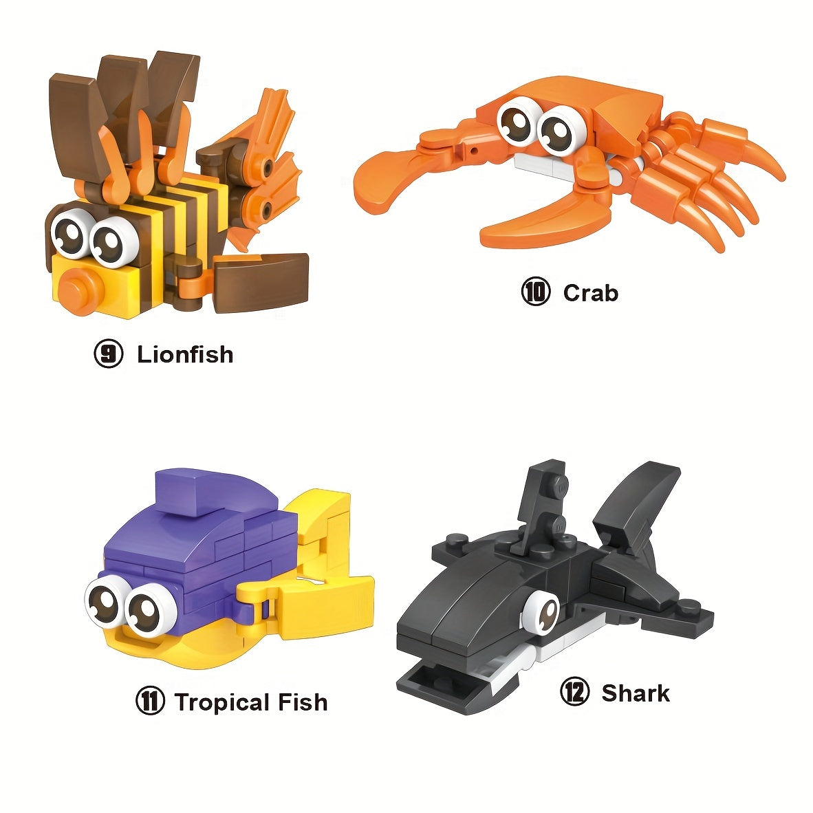 12pcs Educational Ocean Animal Building Blocks Set