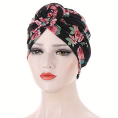 Flower Paisley Print Turban Cap Casual Solid Headwrap