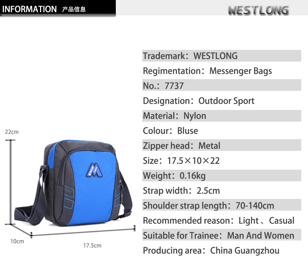 Hot Women Men Leisure Shoulder Bag Nylon Waterproof Travel Zipper
