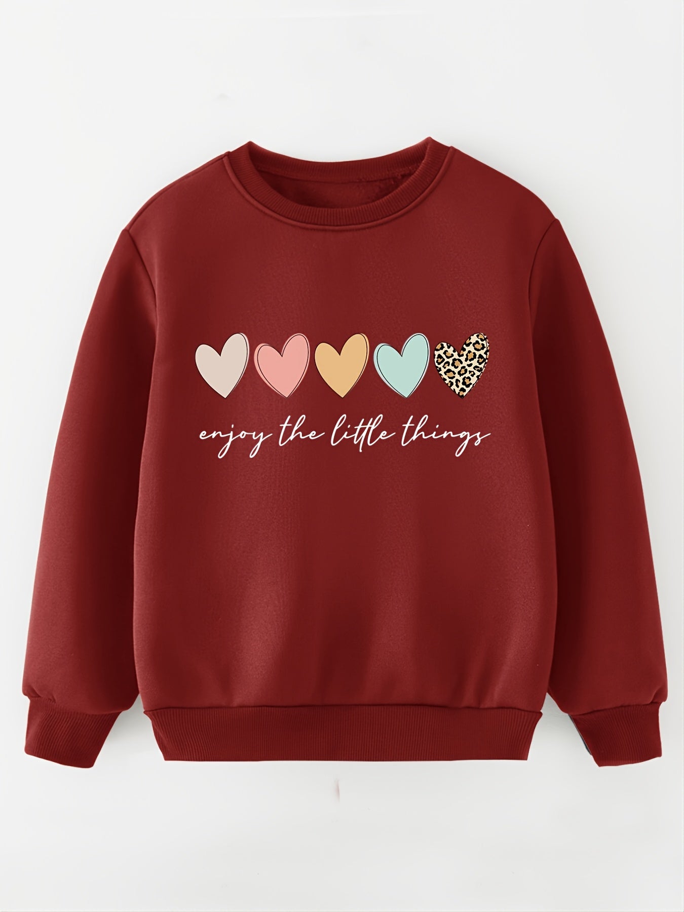 Baby Girls Heart Graphic Pullover Round Neck Sweatshirt