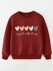 Baby Girls Heart Graphic Pullover Round Neck Sweatshirt