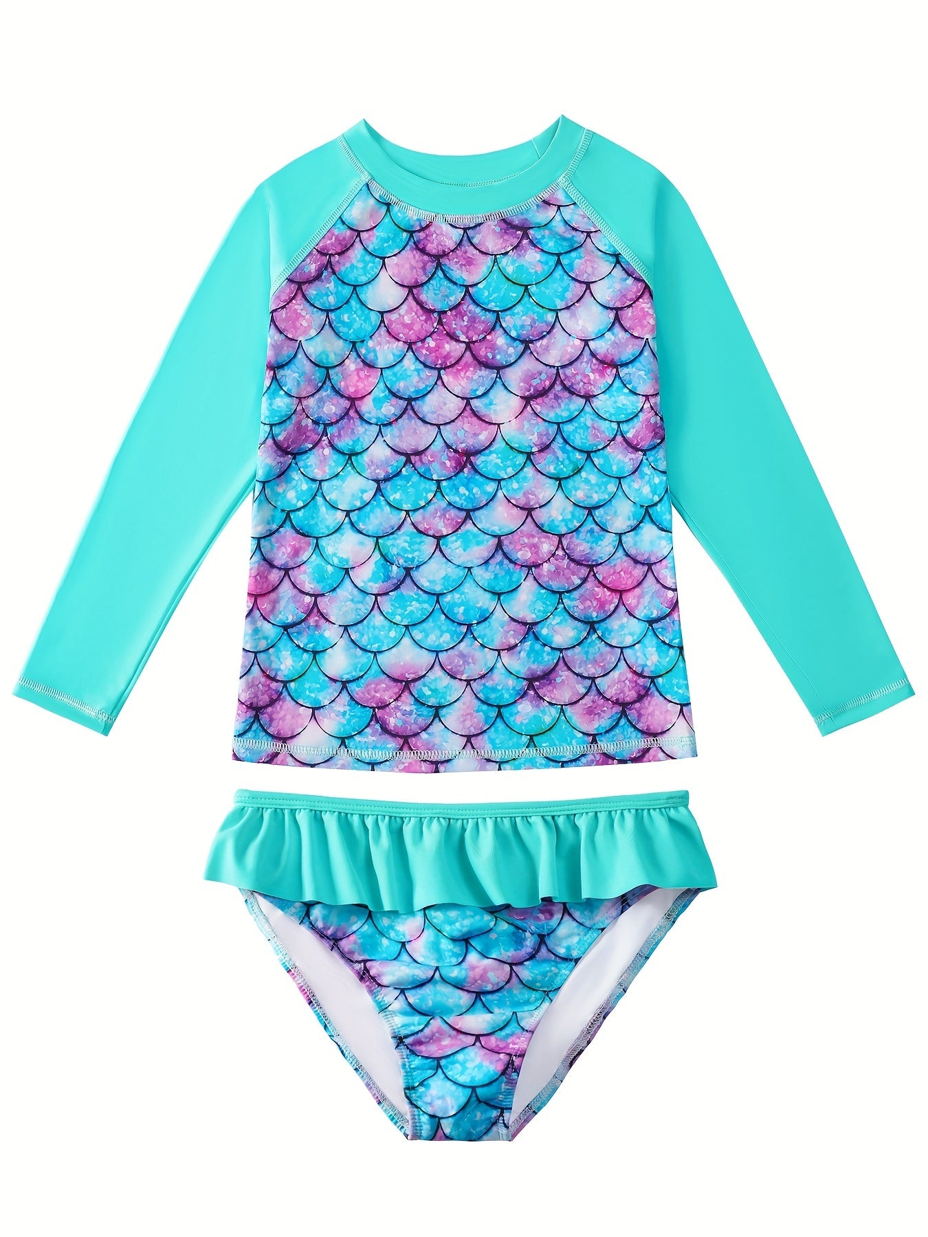 Girls' 3D Printed Mermaid Bikini Swimsuit