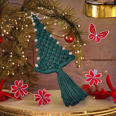 3pc Christmas Tree Macrame DIY Kit Holiday Wall Hanging Decoration