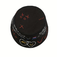 Unisex Graffiti Sunshade Bucket Hat Double-Sided Sun Hat