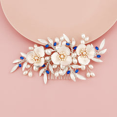 Vintage Flower Pearl Hair Comb Bridal Hair Accessories
