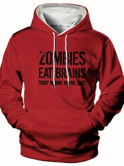 ZOMBIE EAT BRAINS Hoodie Men's Graphic Pullover Hooded