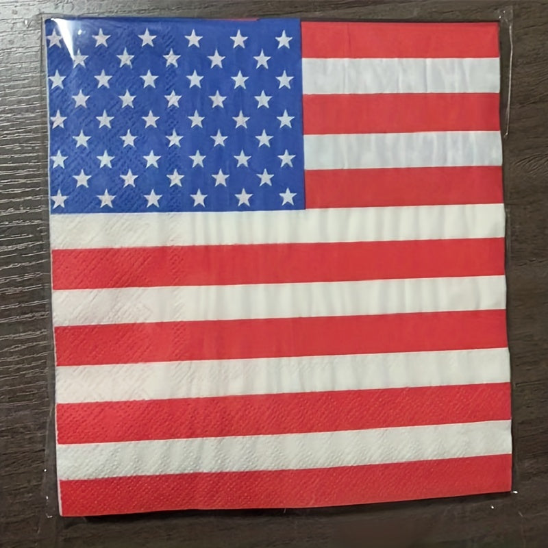 Independence Theme Party Tableware American Flag Tray Cup Tissue Tablecloth