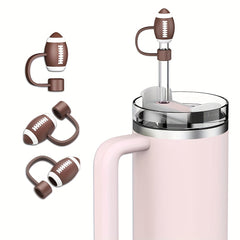 4pcs Straw Tip Cover Cap for Stanley Cup Football Basketball Reusable Straws