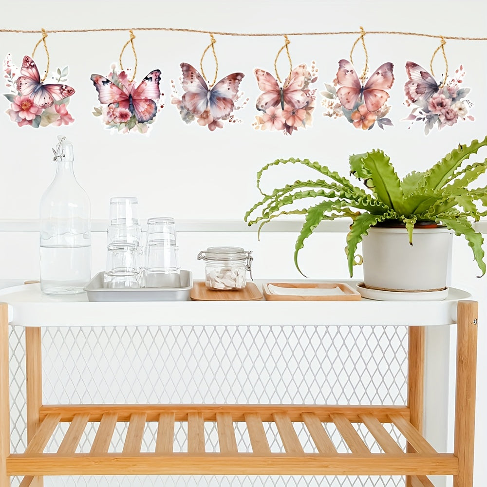 6pcs Butterfly Hanging Ornaments for Party DIY Craft Decor