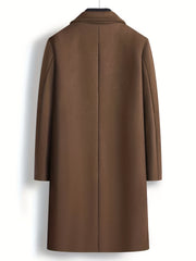 Double Breasted Trench Coat Men's Casual Lapel Woolen Overcoat