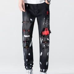 Solid Ripped Long Length Jeans