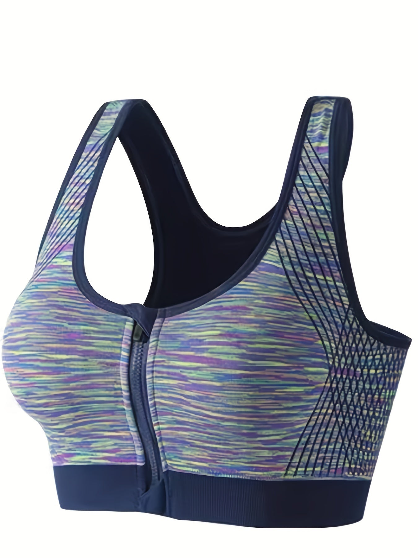 Women's Zipper Front Sports Bra Fitness Running Yoga Bra