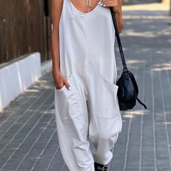 Solid Spaghetti Strap Jumpsuit Casual Sleeveless Wide Leg Jumpsuit