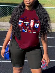 Independence Casual Outfits: Flag Pattern Tee & Biker Shorts