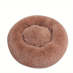 Cozy Round Pet Bed with Warming Mat & Removable Pillow