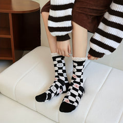 5 Pairs Floral & Bow Print Socks Women's Stockings & Hosiery