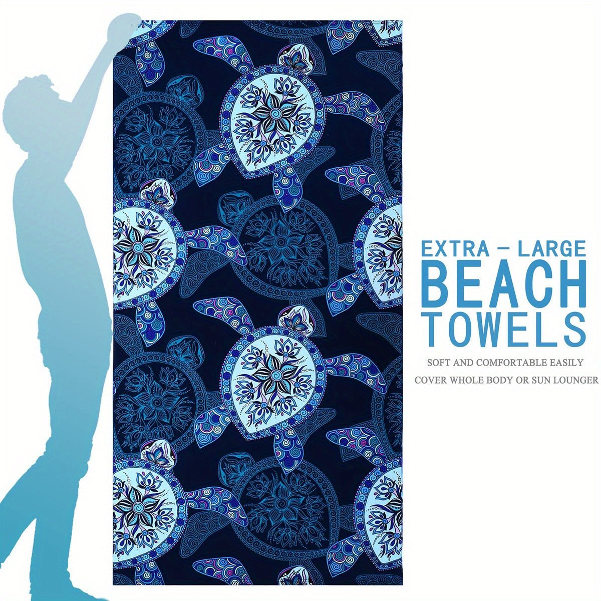 Oversized Printed Beach Towel Quick Drying Lightweight Mat For Vacation Travel