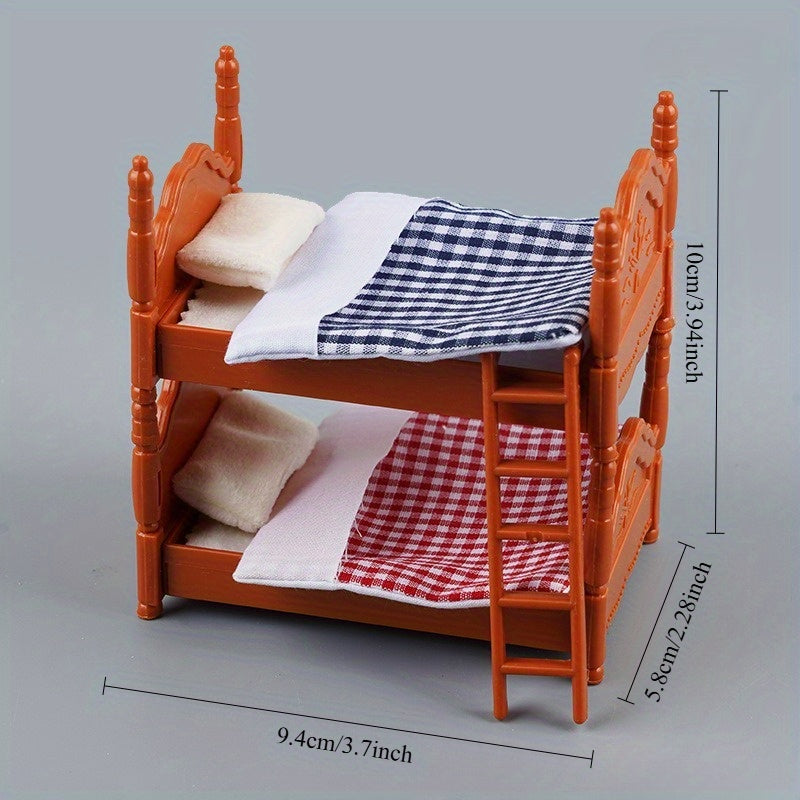 Dollhouse Miniature Furniture Bunk Bed Scene Accessories Toys