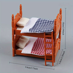 Dollhouse Miniature Furniture Bunk Bed Scene Accessories Toys
