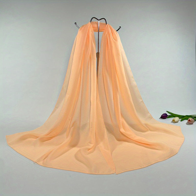 Solid Chiffon Scarf Casual Breathable Shawl Women Head Wrap