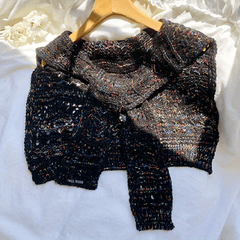 Vintage Hollow Out Knitted Shawl Long Sleeve Cape