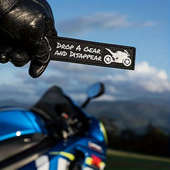 Embroidered Motorcycle Keychain Drop A Gear Disappear