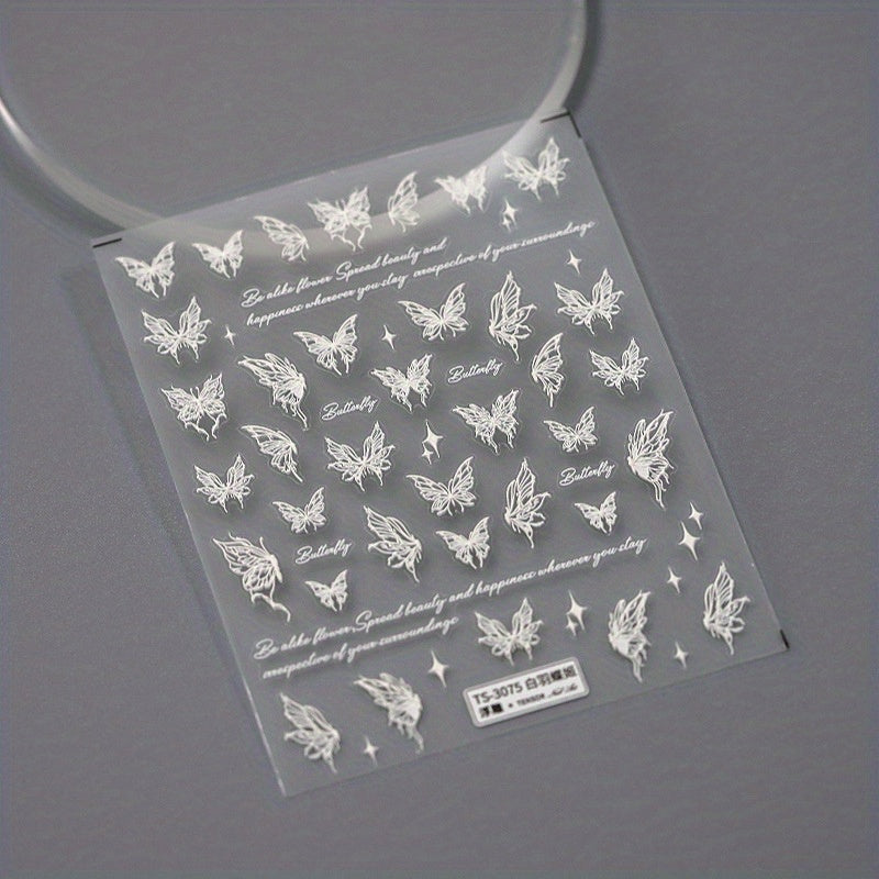 Butterfly & Nail Art Stickers Transparent Adhesive Nail Stickers