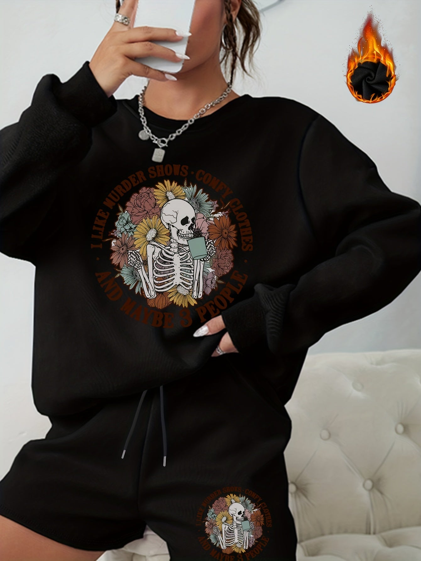 Halloween Sweatshirt & Shorts 2 Pc Set