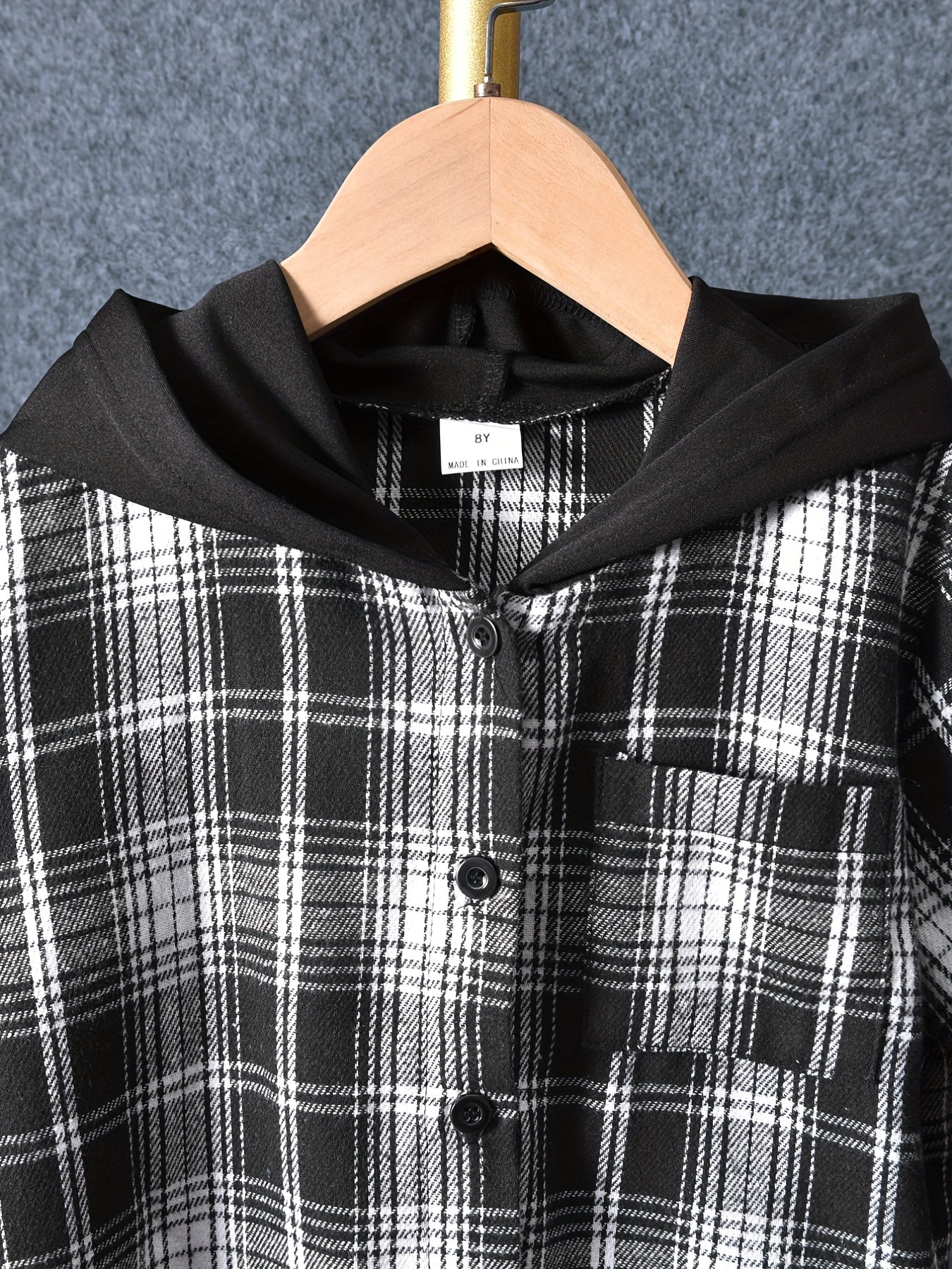 Boys Plaid Hooded Shirt & Shorts Summer Outfit