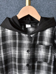 Boys Plaid Hooded Shirt & Shorts Summer Outfit