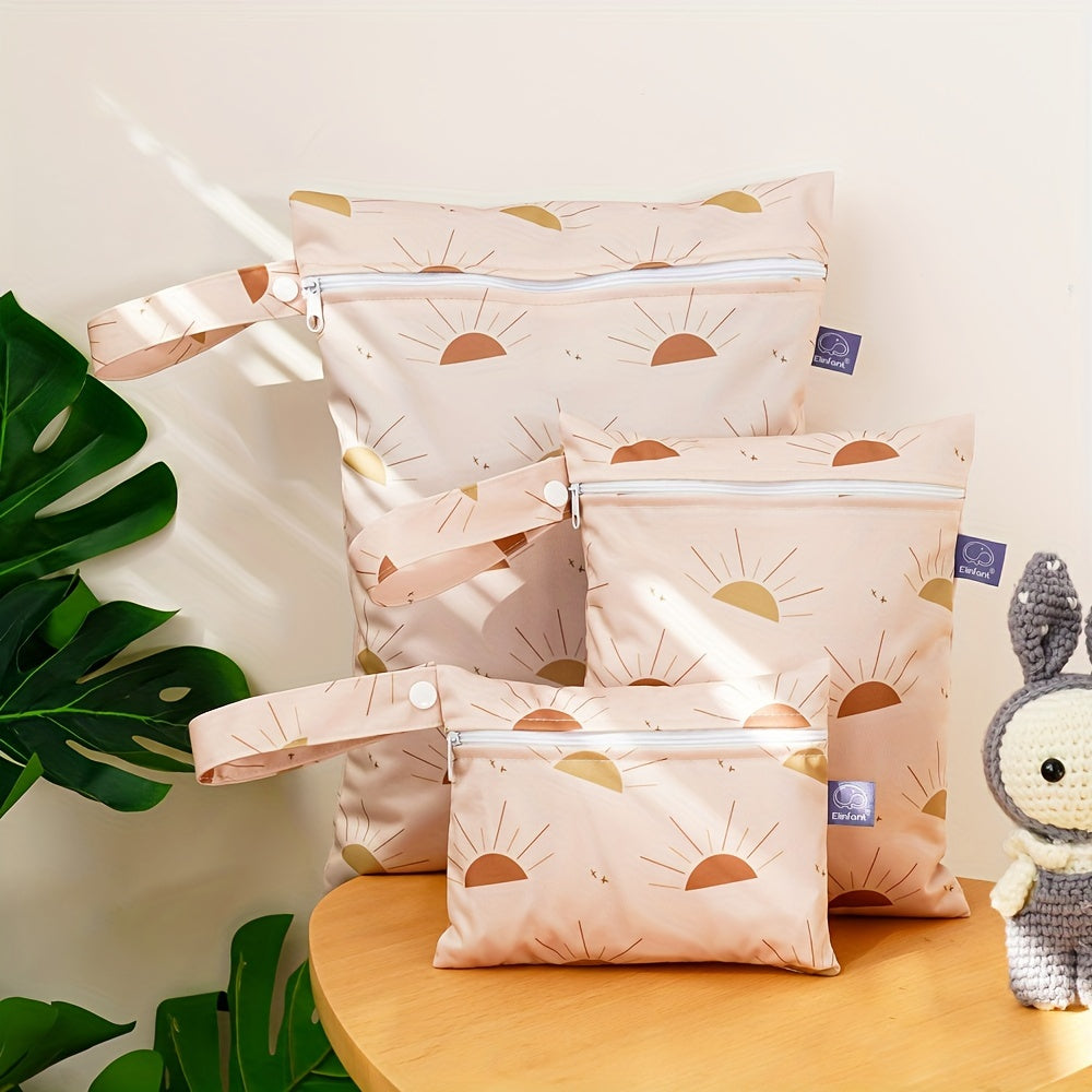 3pcs Sun Print Wet Dry Bag Portable Diaper Bag Menstrual Pad Mini Storage Bag
