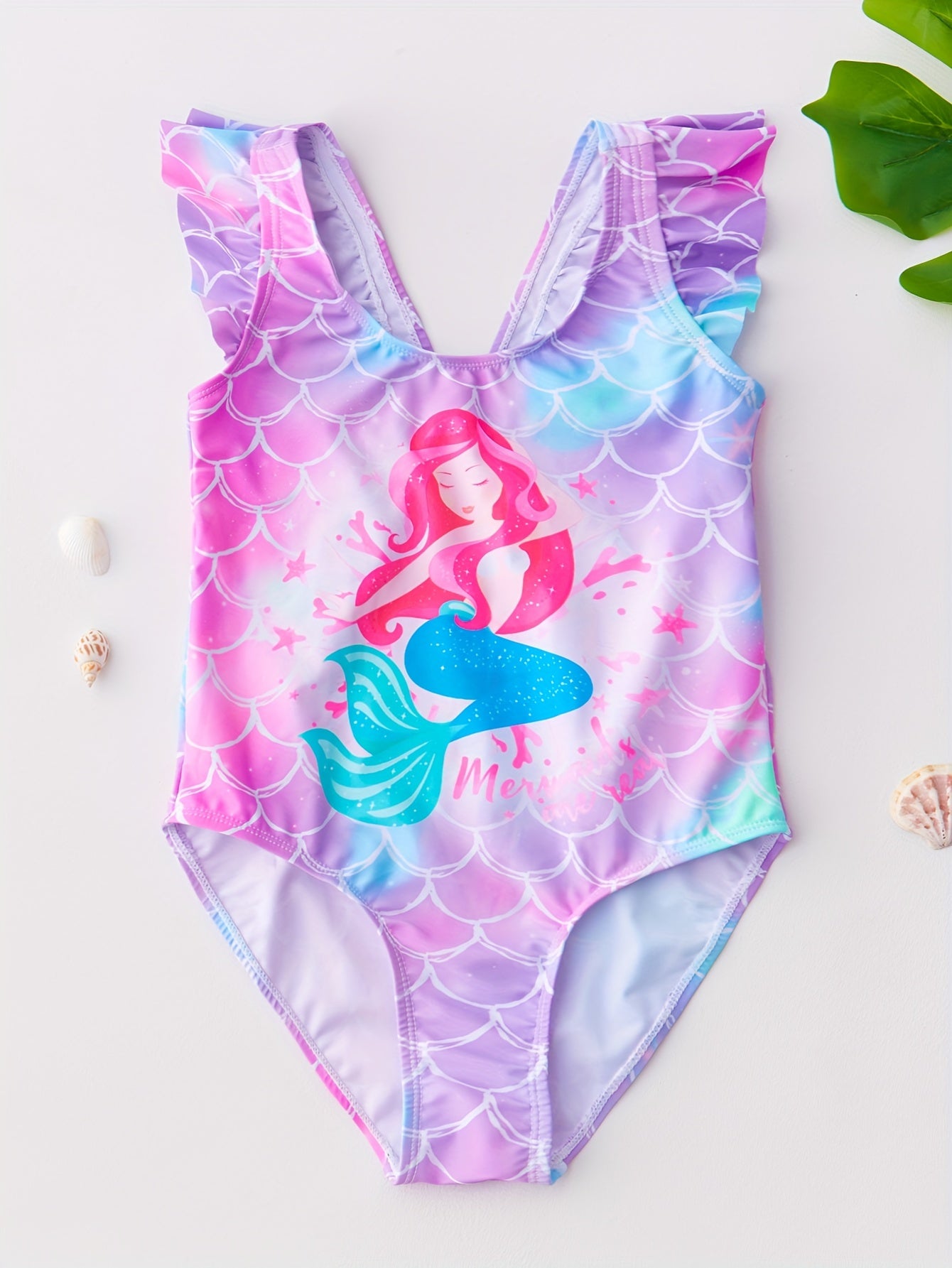 Girls Fish Scale Print One Piece Swimsuit