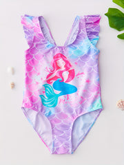 Girls Fish Scale Print One Piece Swimsuit