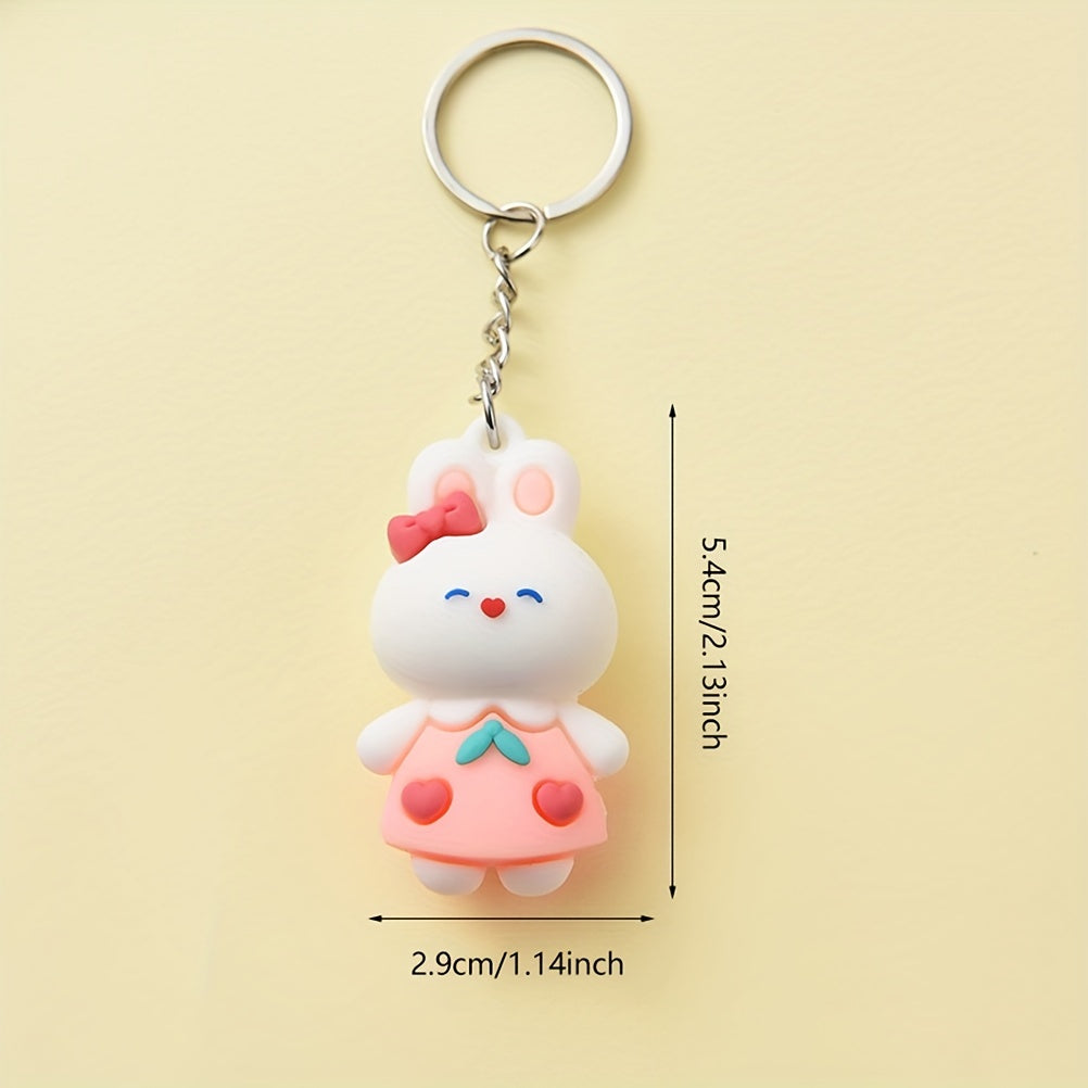 Cartoon Rabbit Keychain Animal Doll Key Ring Purse Bag Backpack Car Charm