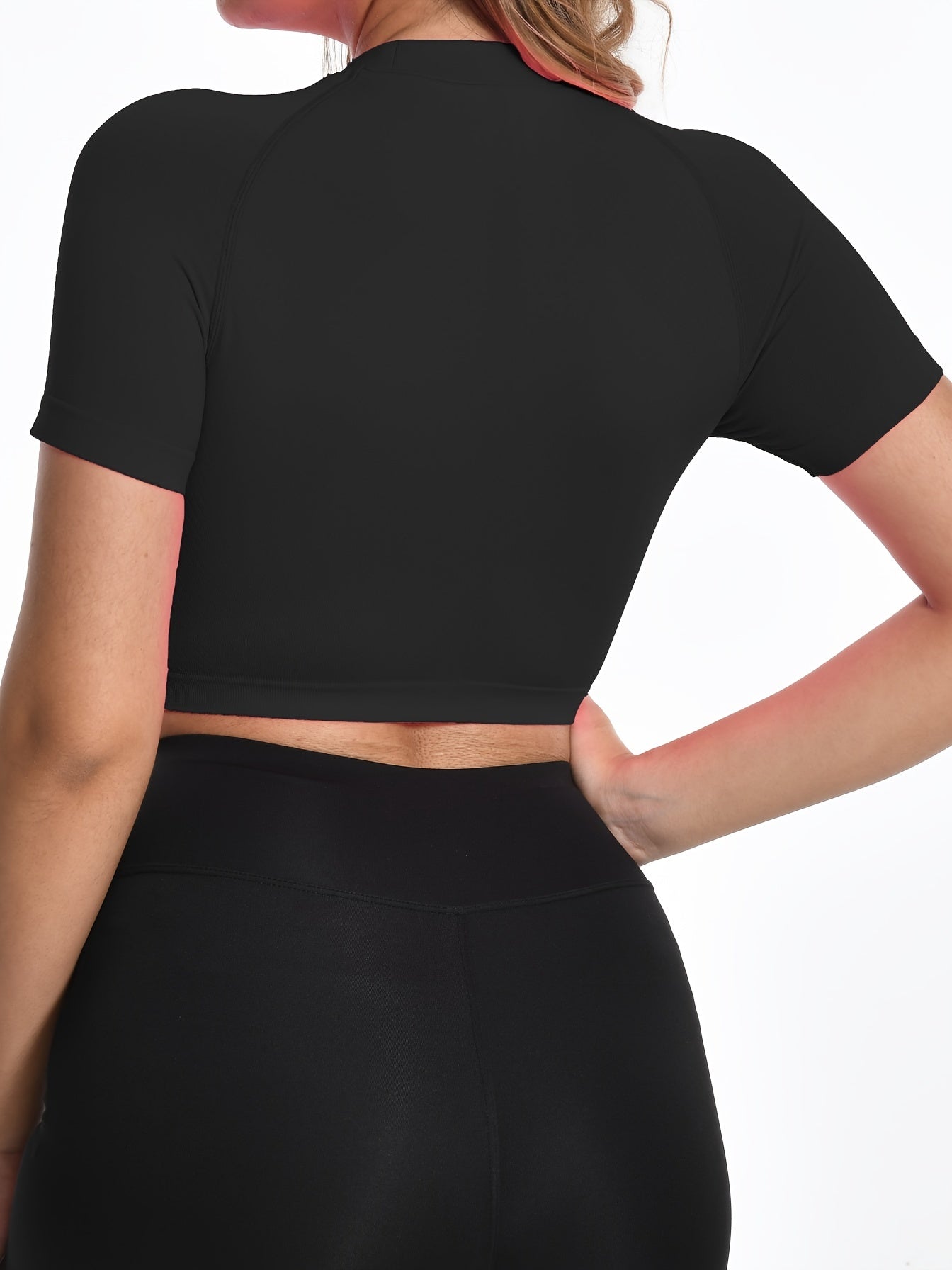 Seamless High Neck Yoga Short T-Shirt Crop Top High Stretch Women's Activewear