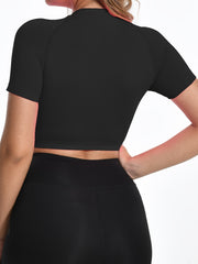 Seamless High Neck Yoga Short T-Shirt Crop Top High Stretch Women's Activewear