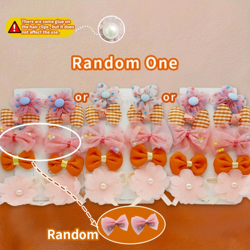 10pcs Flower Bow Hair Clips Hairpin Headwear Hair Accessories Children's Gift