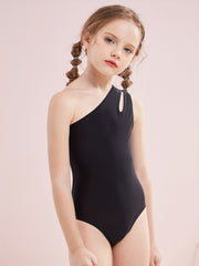 Girls 1pc Swimsuit One Shoulder Tankini Quick Drying Kids Clothes