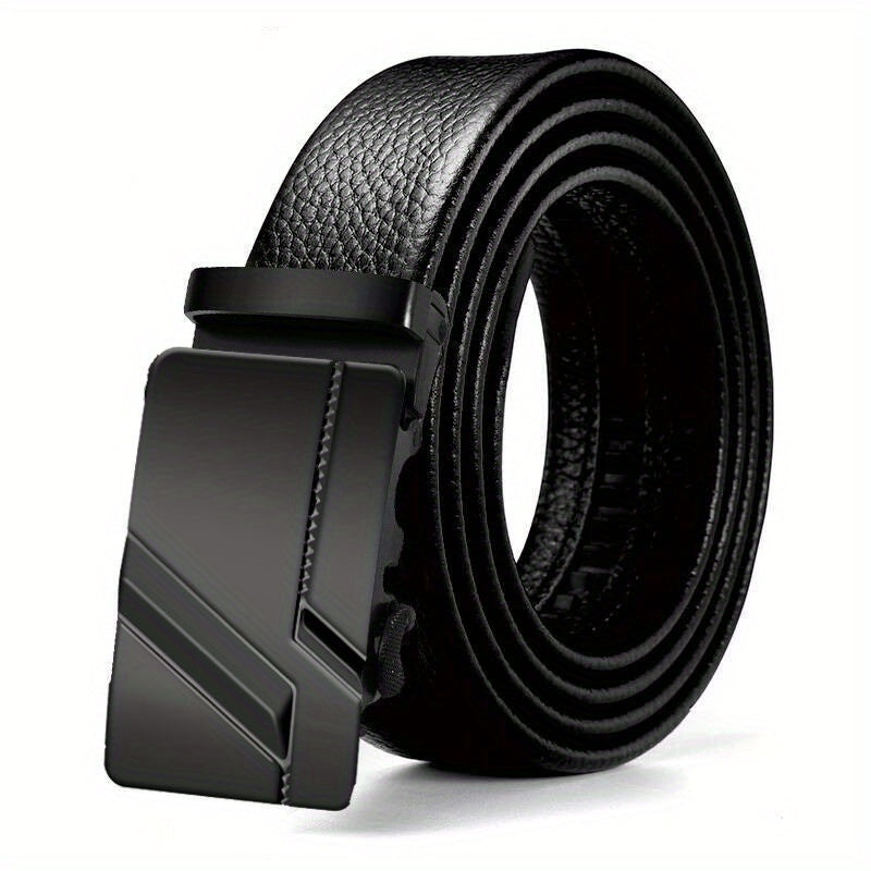 Men's Automatic Buckle Belt PU Leather Belt Business Suit 47in