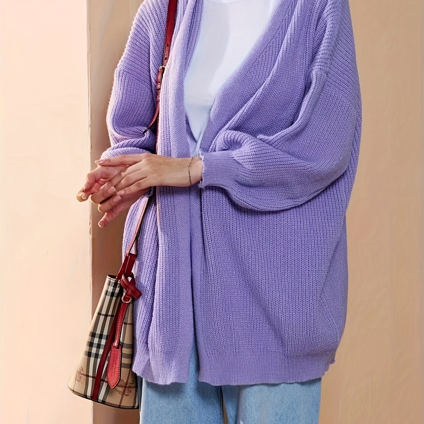 Casual Sweater Women's Plus Knit Cardigan