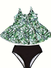 Tropical Print Tankini Set