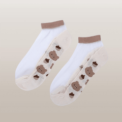 10 Pairs Girls Bear Cartoon Ankle Socks Thin Breathable Stockings