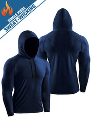 Men's Workout Hooded Shirt Active High Stretch Breathable Moisture Wicking