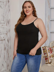 3 Pack Plus Size Basic Cami Top Set Women's Plus Plain Round Neck
