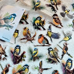 30pcs Cartoon Aesthetics Decals Watercolor Flower Bird DIY Sticker Pack