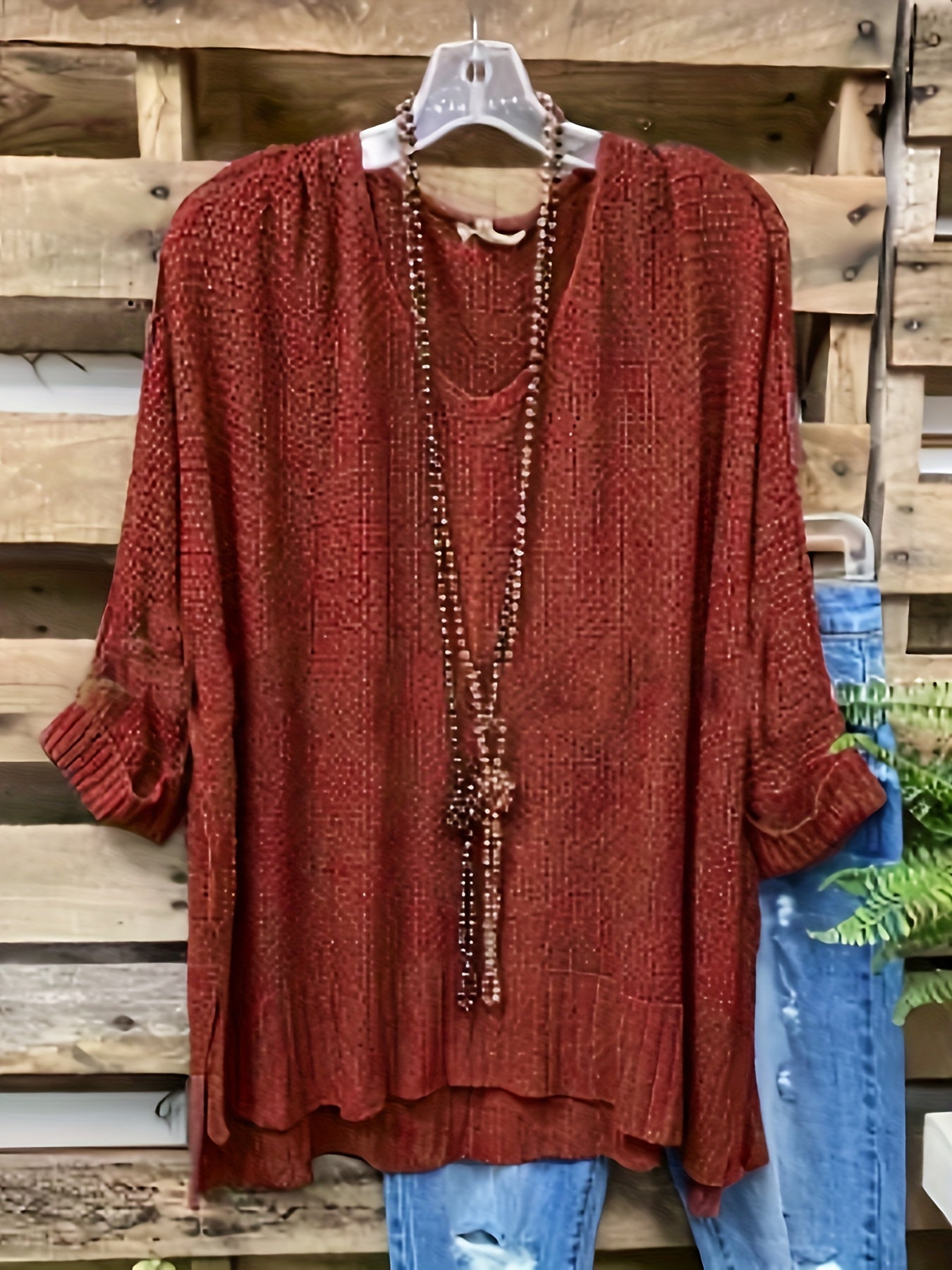 V-Neck Ribbed Sweater Long Sleeve Pullover Jumper