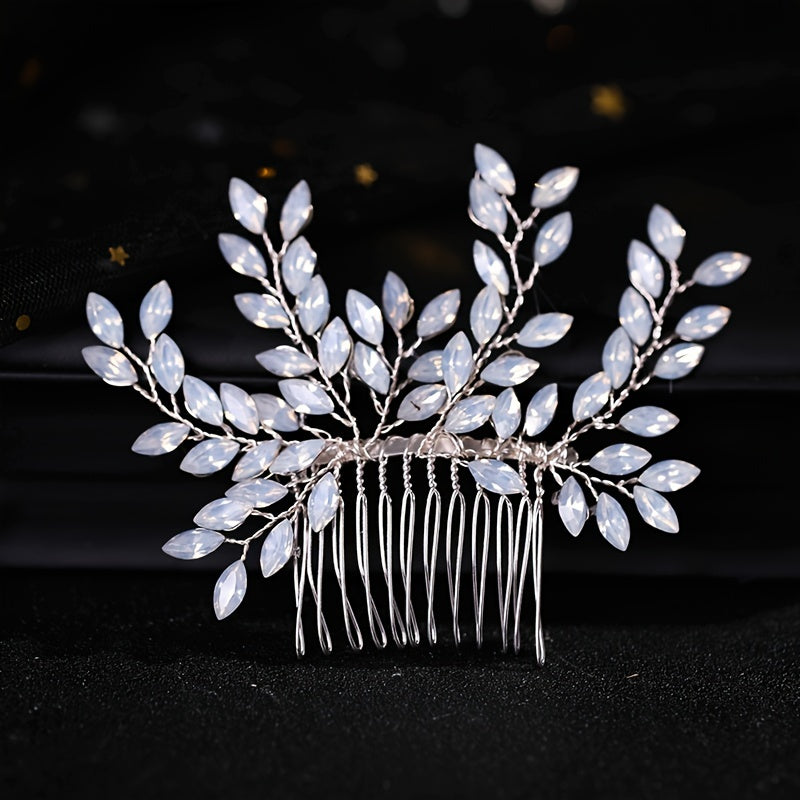 Boho Bridal Hair Comb Faux Pearl Rhinestone Hair Piece