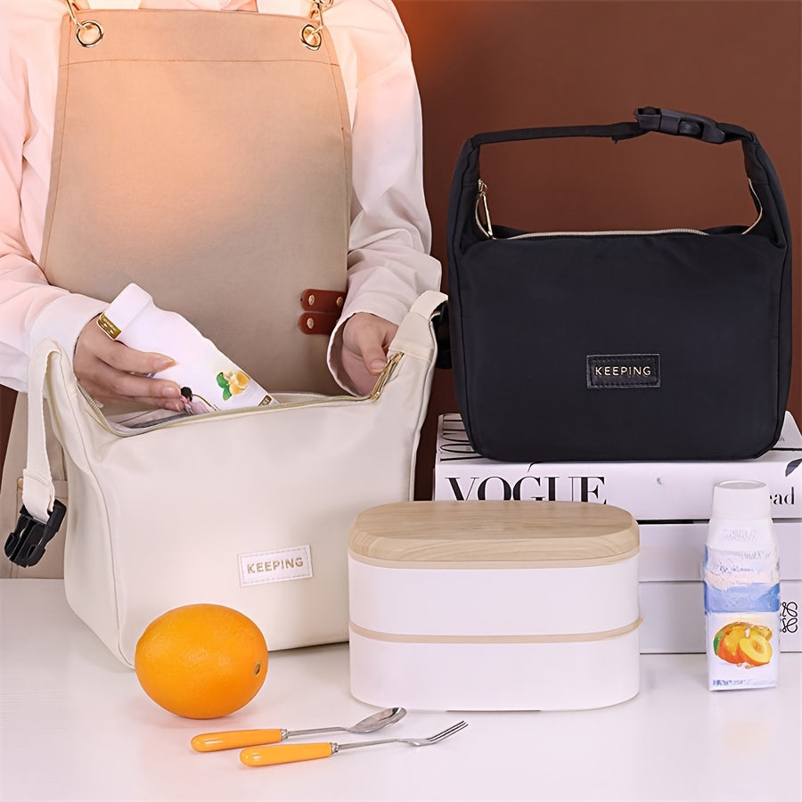 Waterproof Lunch Bag Insulated Tote for Office School Travel Beige