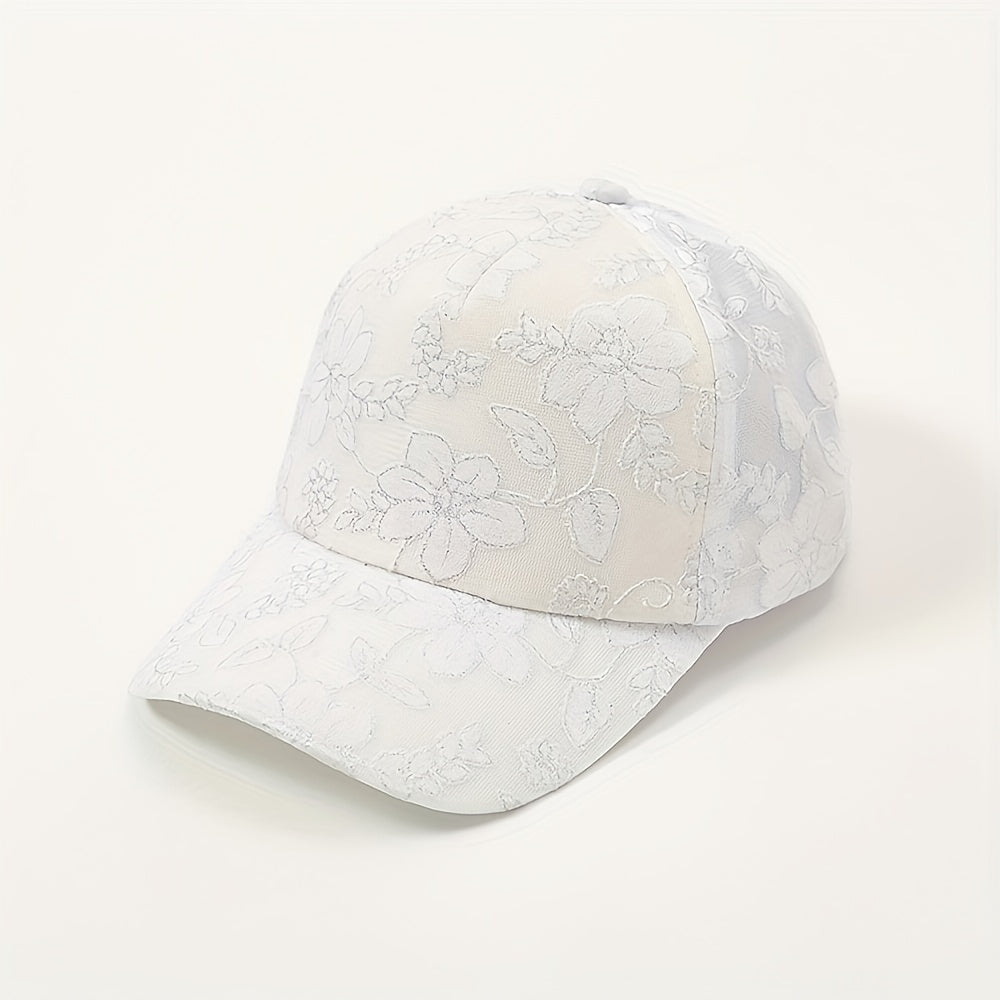 Vintage Flower Embroidery Baseball Cap Hot Stamping Solid Sun Hat Adjustable Dad